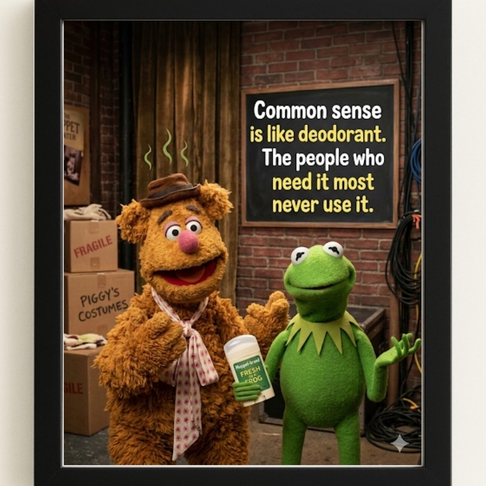 Framed Muppets A.I. Art Print with Fozzie and Kermit 8x10